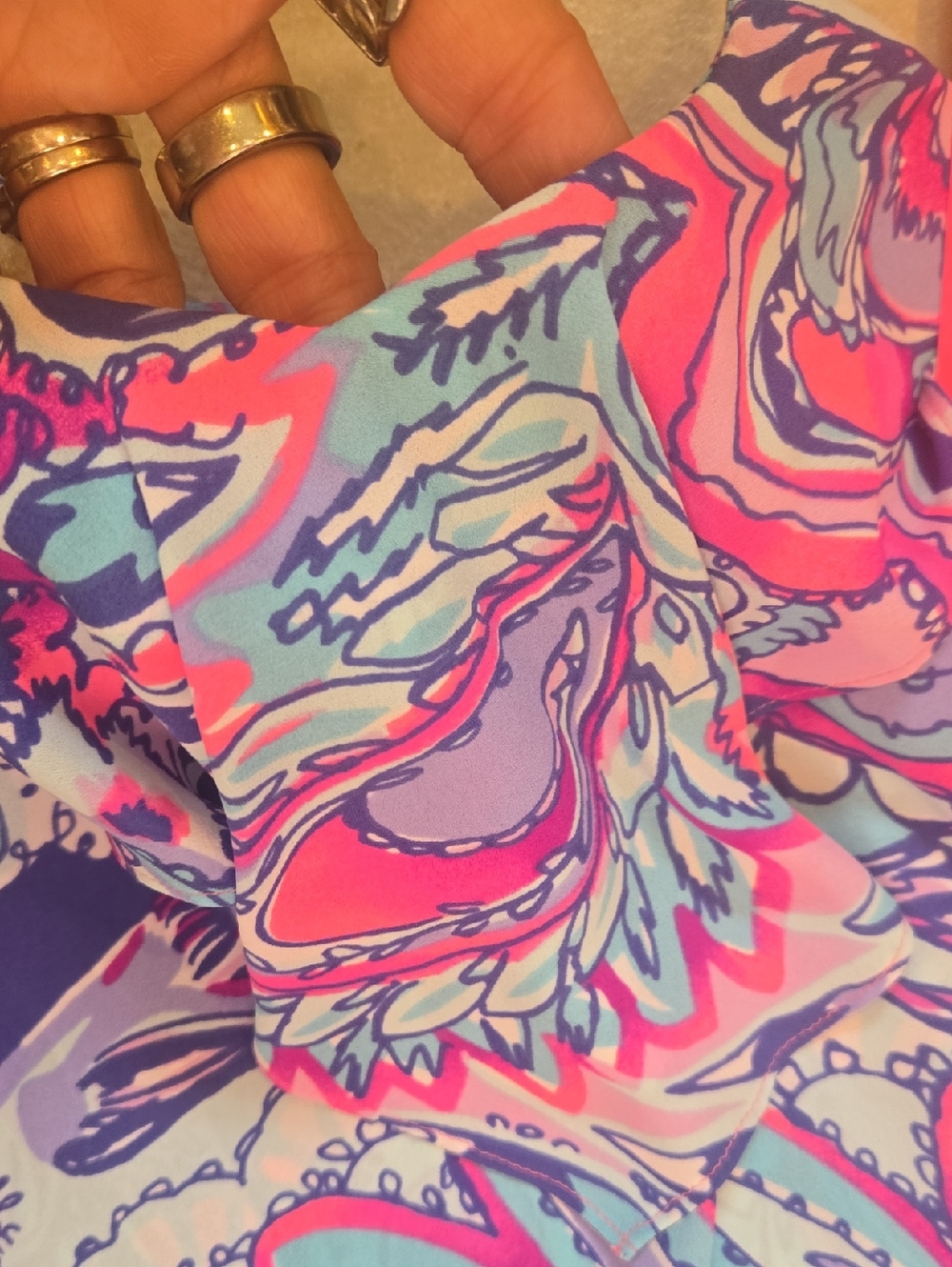 New Lilly Pulitzer Lileeze Karmen Cami Pink Tropics Mermaids Call Tank - Picture 7 of 12